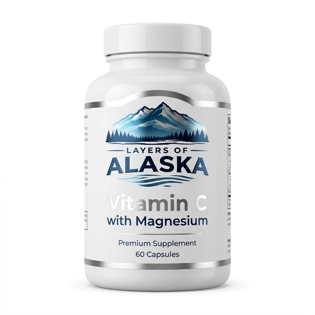 Vitamin C with Magnesium - Front View Supplement Bottle